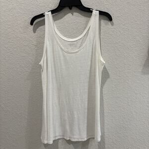 Eileen Fisher White Linen Tank Top Women’s Medium Sleeveless Lightweight